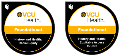 graphics of badges for foundational achievements in health equity