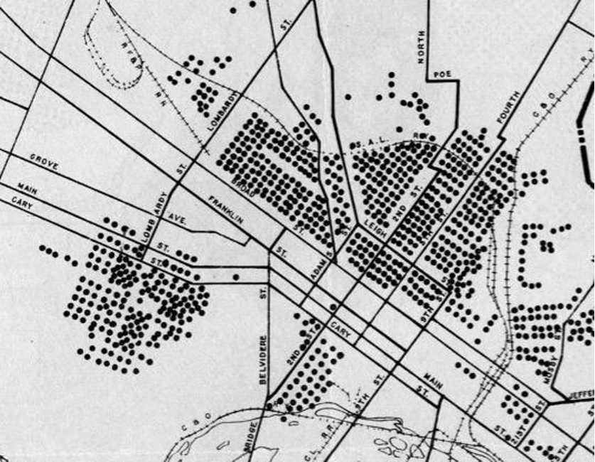 Close up of City Planning Commission’s A Master Plan for the Physical Development of the City, 1946.