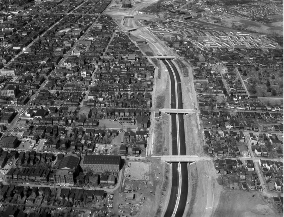 The Richmond-Petersburg Turnpike (1-95) cleaves through the heart of Jackson Ward (Source: Library of Virginia)