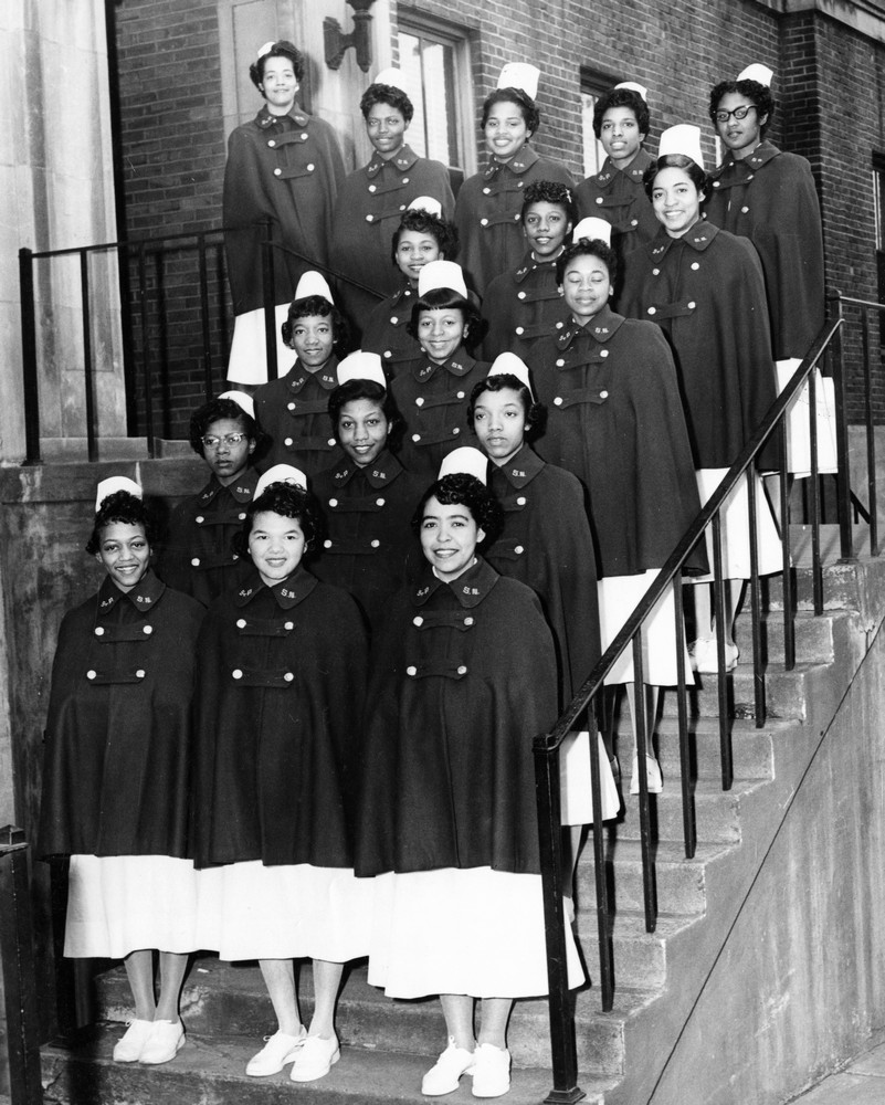 St. Philip Class of 1958 on staircase of building
